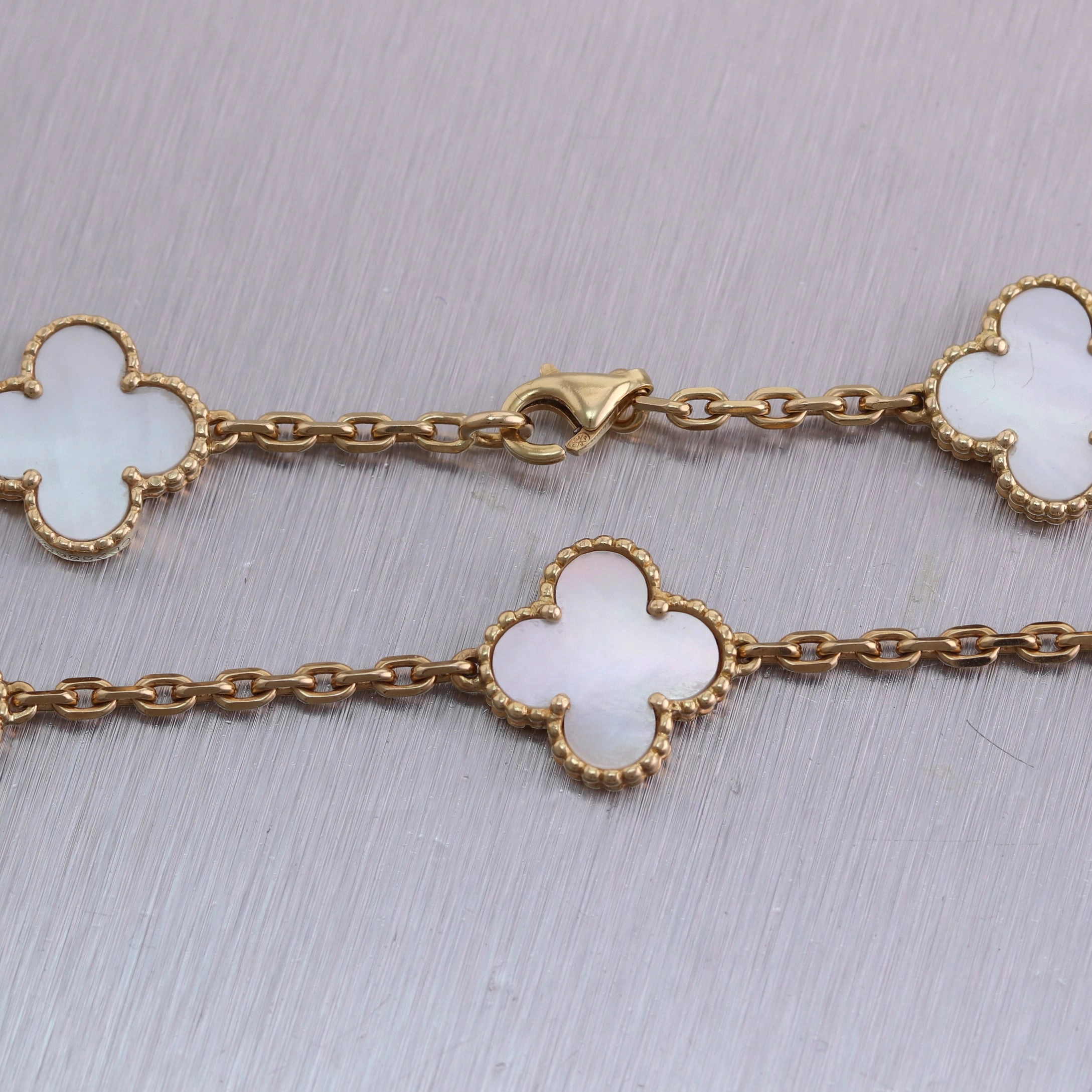 Van Cleef & Arpels 18k Yellow Gold Mother of Pearl Alhambra 16" Necklace