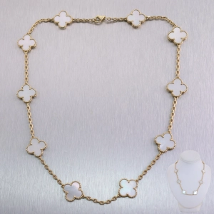 Van Cleef & Arpels 18k Yellow Gold Mother of Pearl Alhambra 16" Necklace