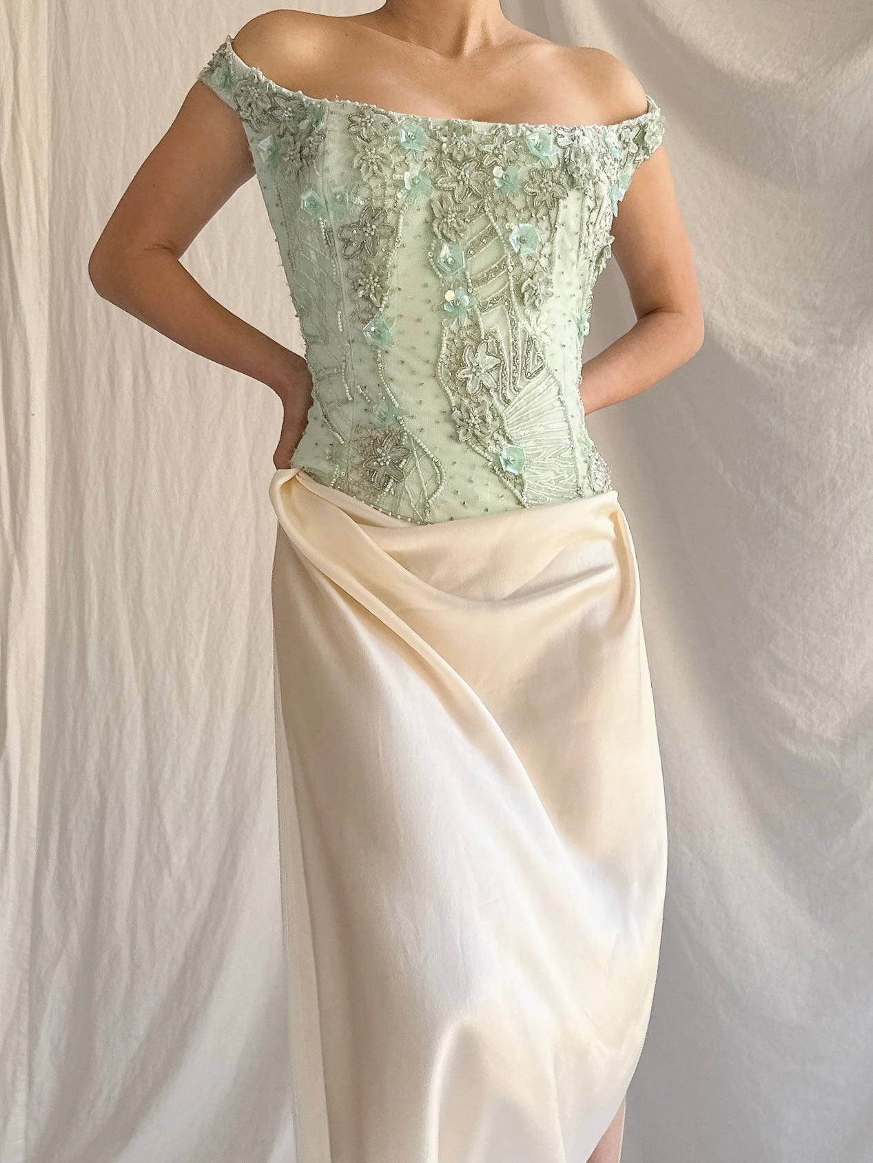 Vintage Bellville Sassoon Seafoam Embelished Top - M/8