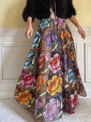 Vintage Chiapas Embroidered Skirt - 26-32 waist