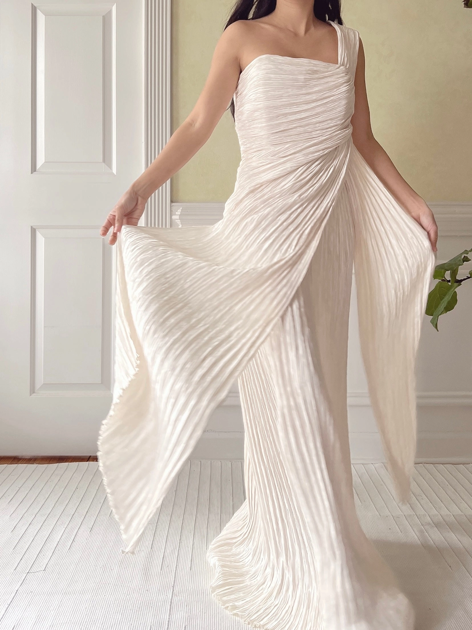 Vintage Mary McFadden Mushroom Pleated Gown - L