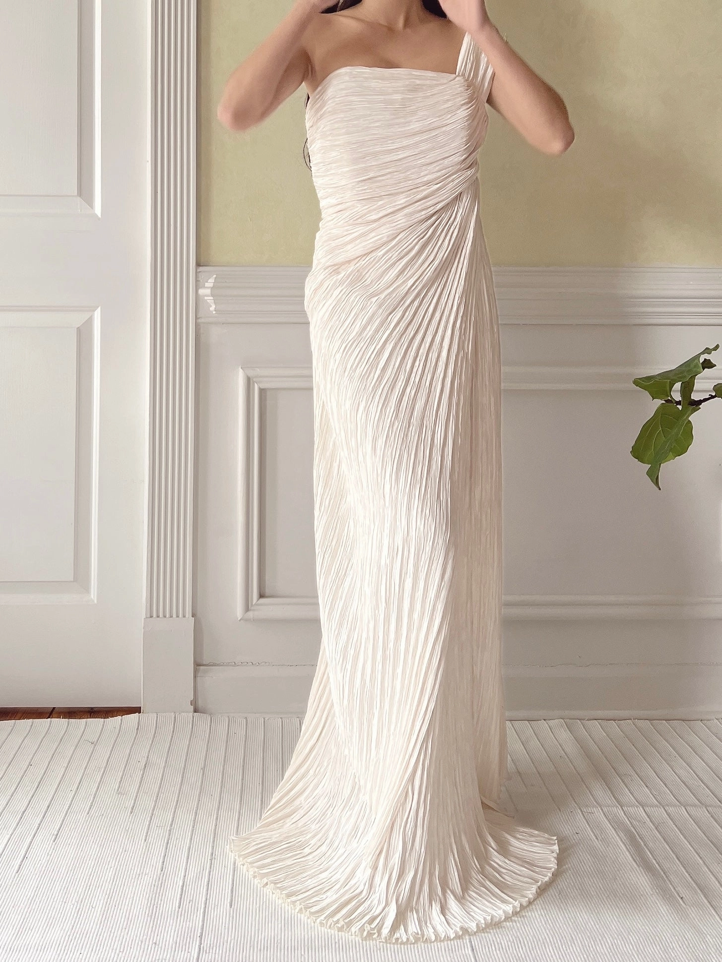 Vintage Mary McFadden Mushroom Pleated Gown - L