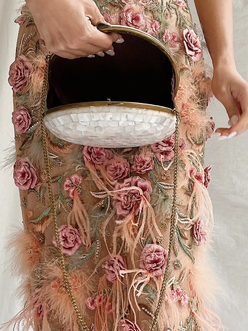 Vintage Mother-of-Pearl Ivory Inlaid Purse
