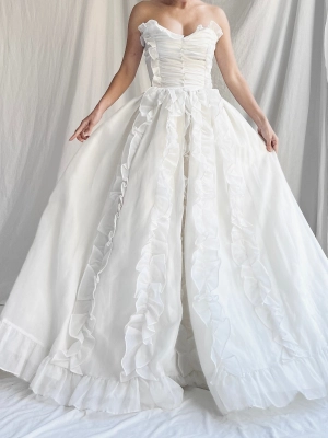 Vintage Ruffle Sweetheart Gown - XS