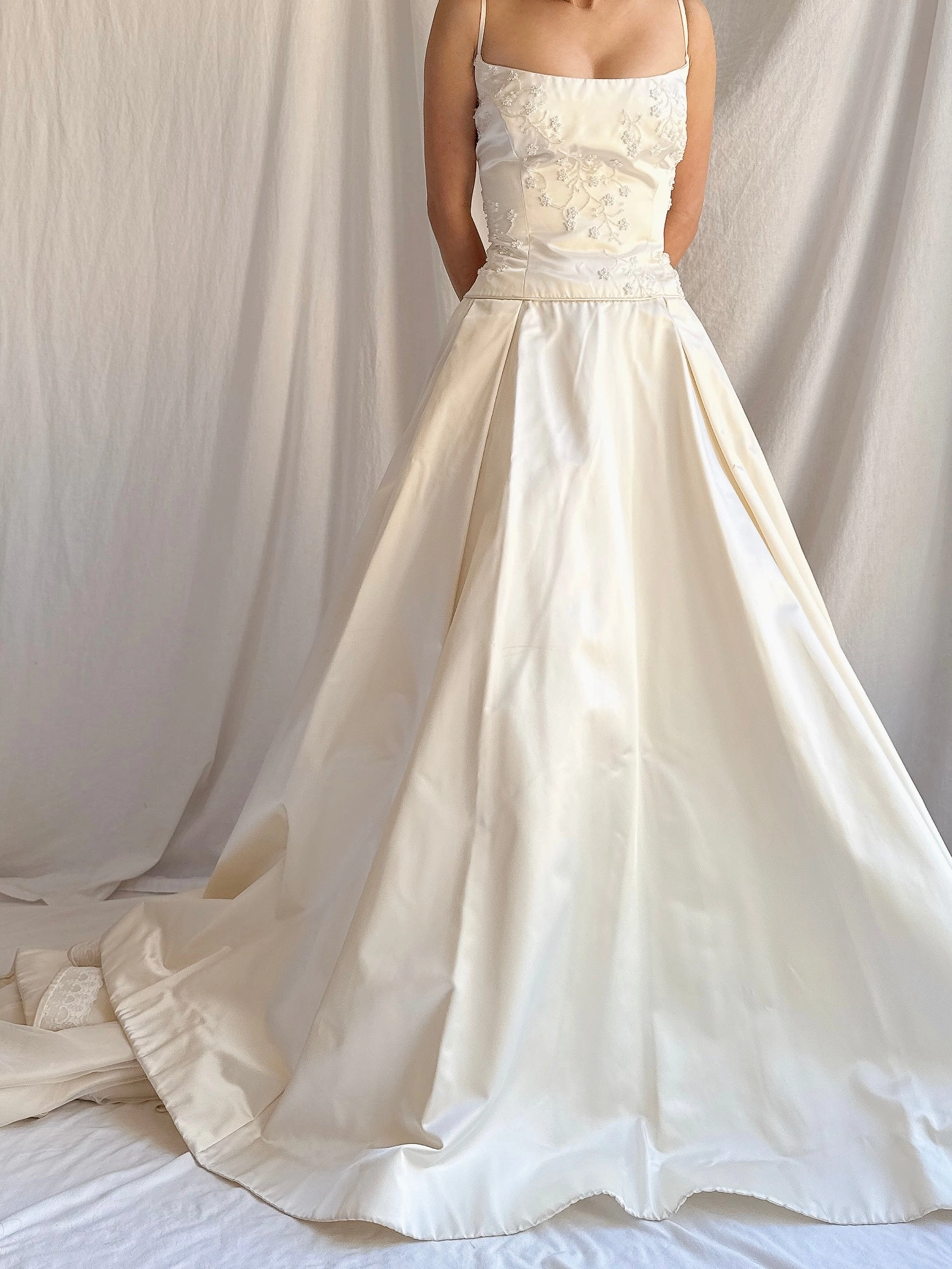 Vintage Satin Beaded Gown - S/M US 8
