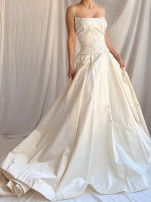 Vintage Satin Beaded Gown - S/M US 8