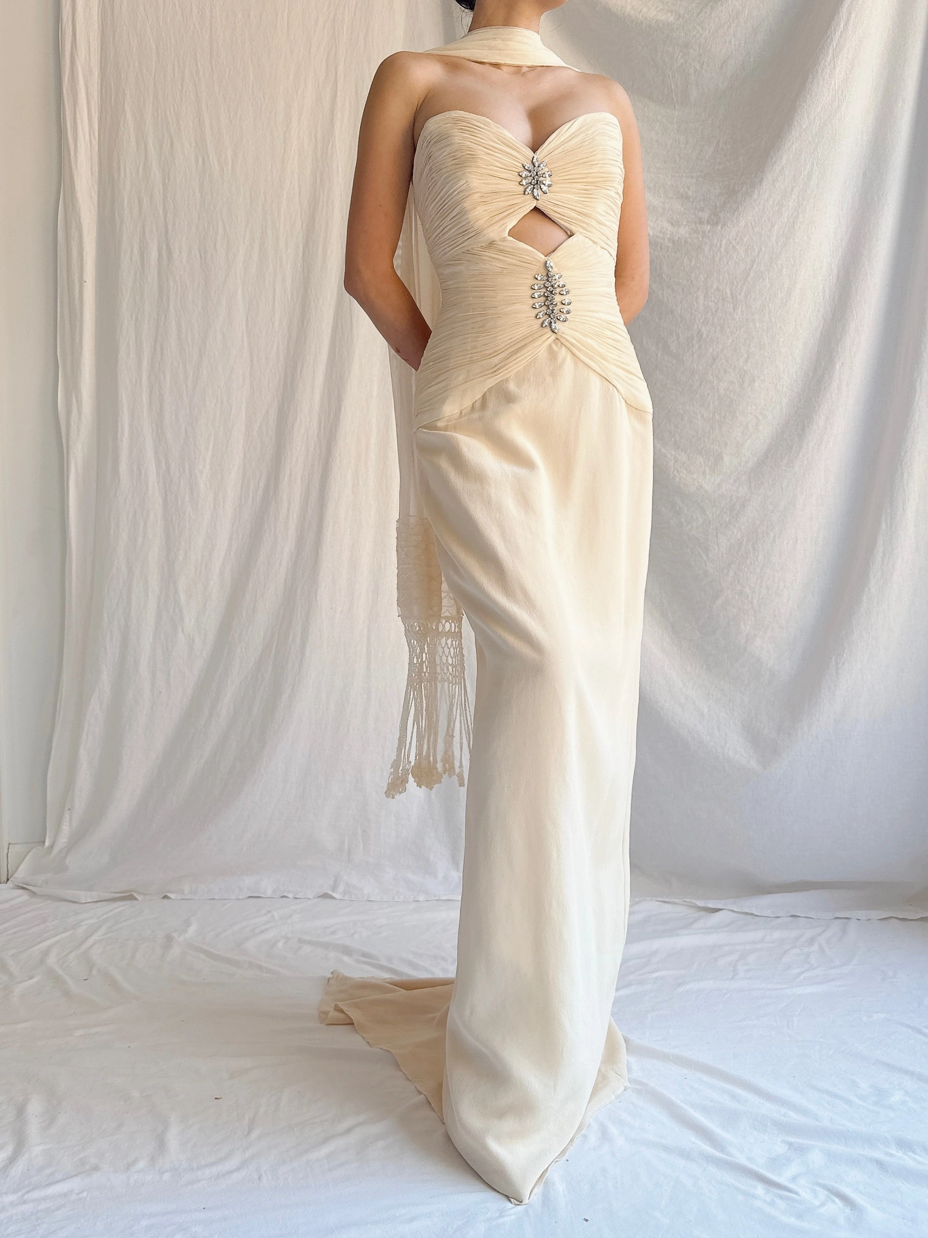 Vintage Silk Keyhole Dress - S/4/6
