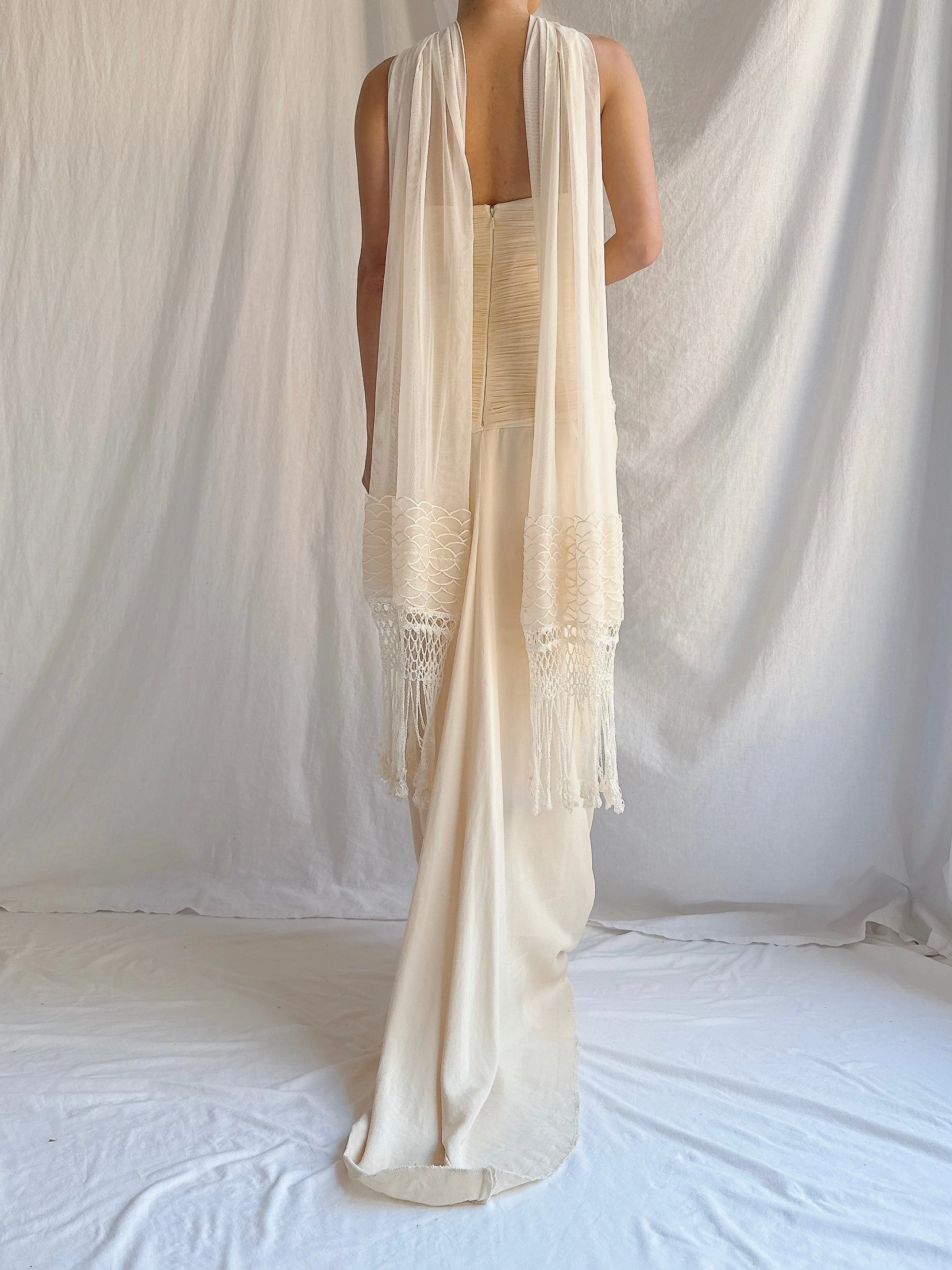 Vintage Silk Keyhole Dress - S/4/6