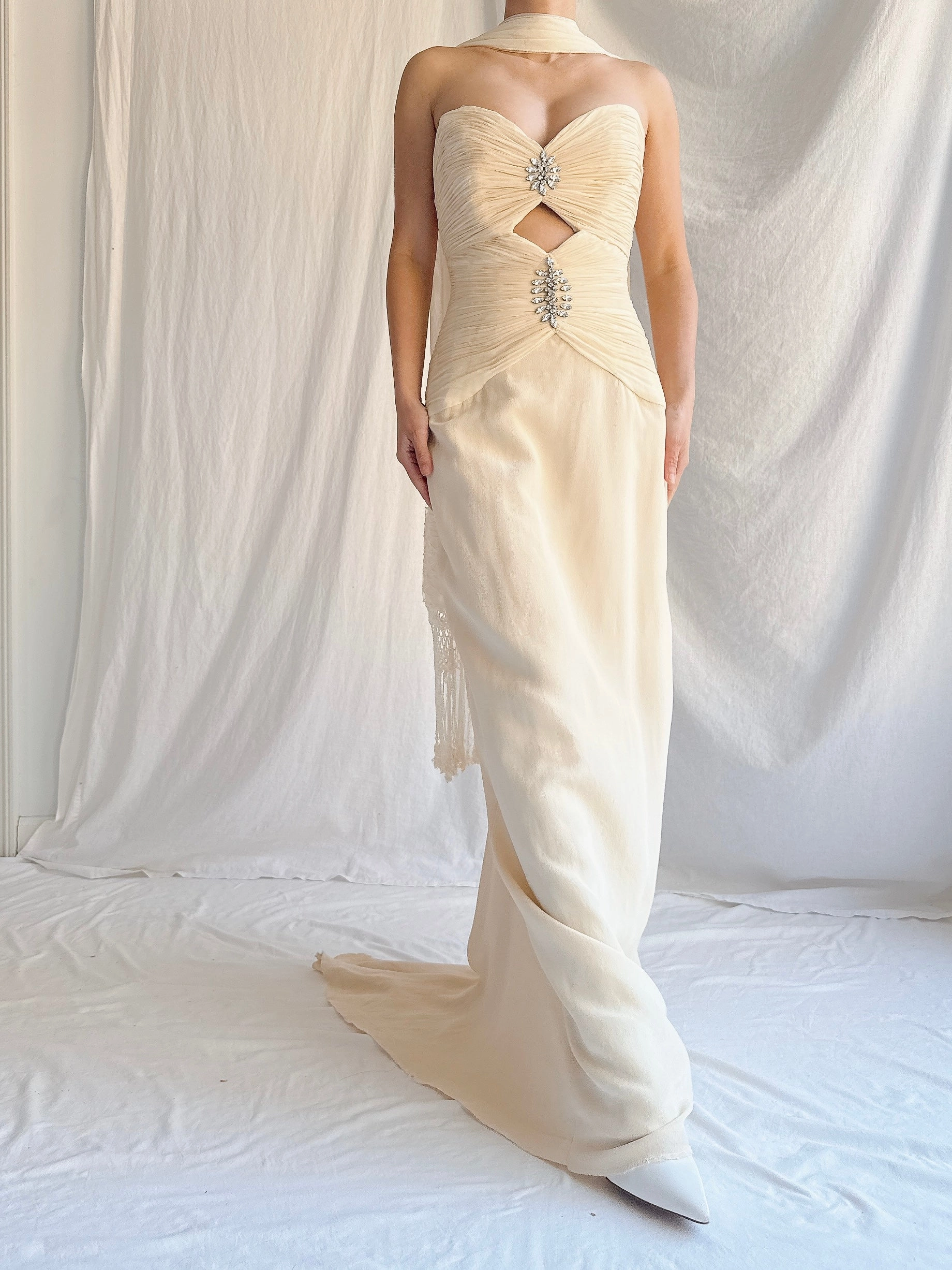 Vintage Silk Keyhole Dress - S/4/6