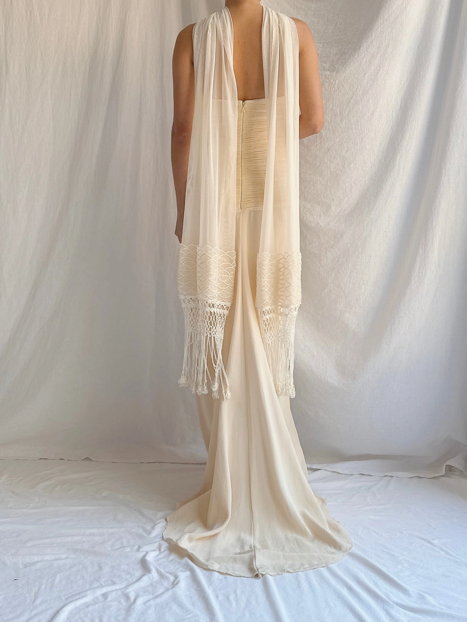 Vintage Silk Keyhole Dress - S/4/6