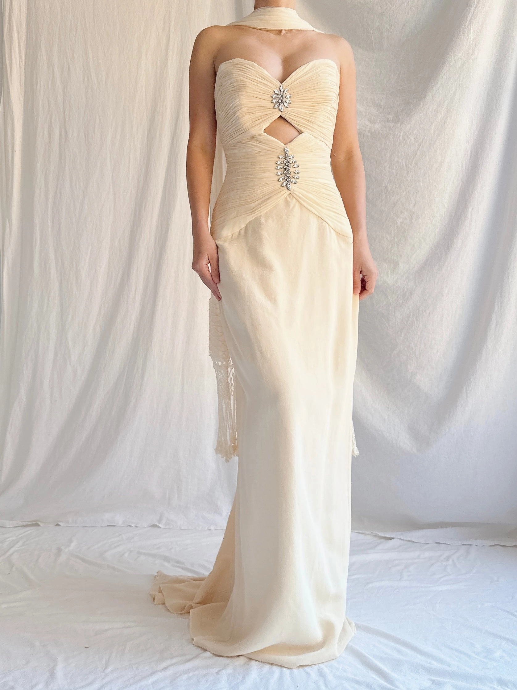 Vintage Silk Keyhole Dress - S/4/6