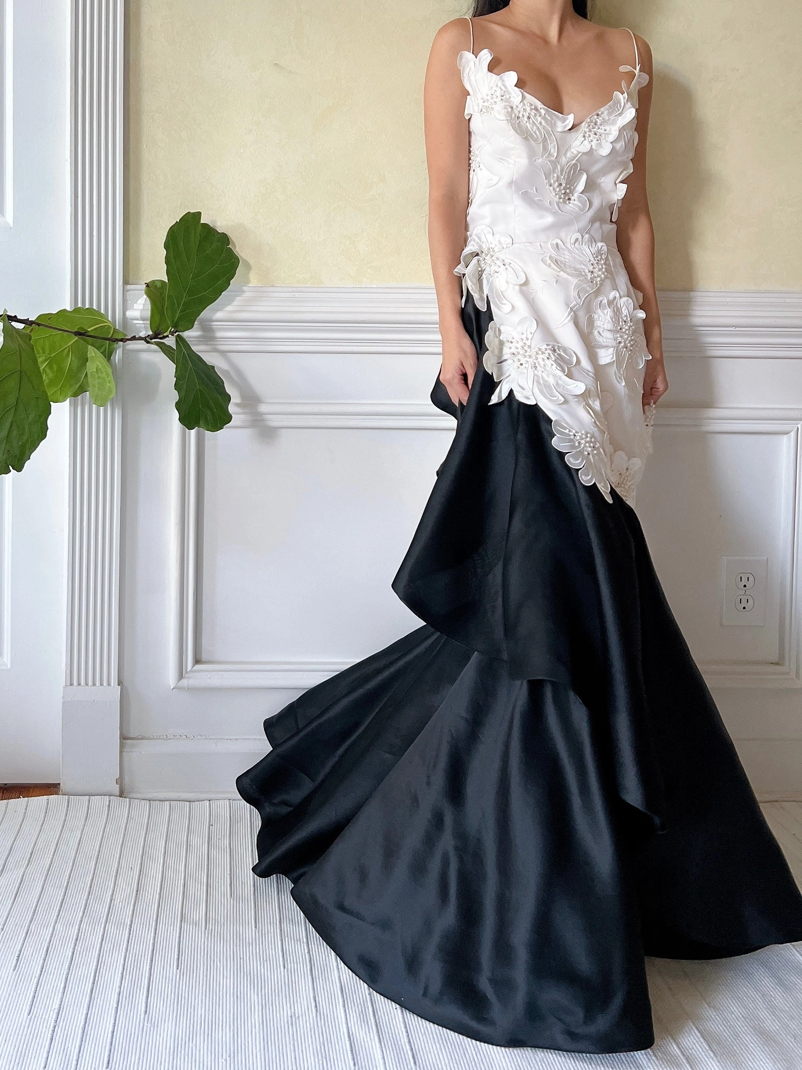 Vintage Silk Organza 3D Appliqué Gown - S