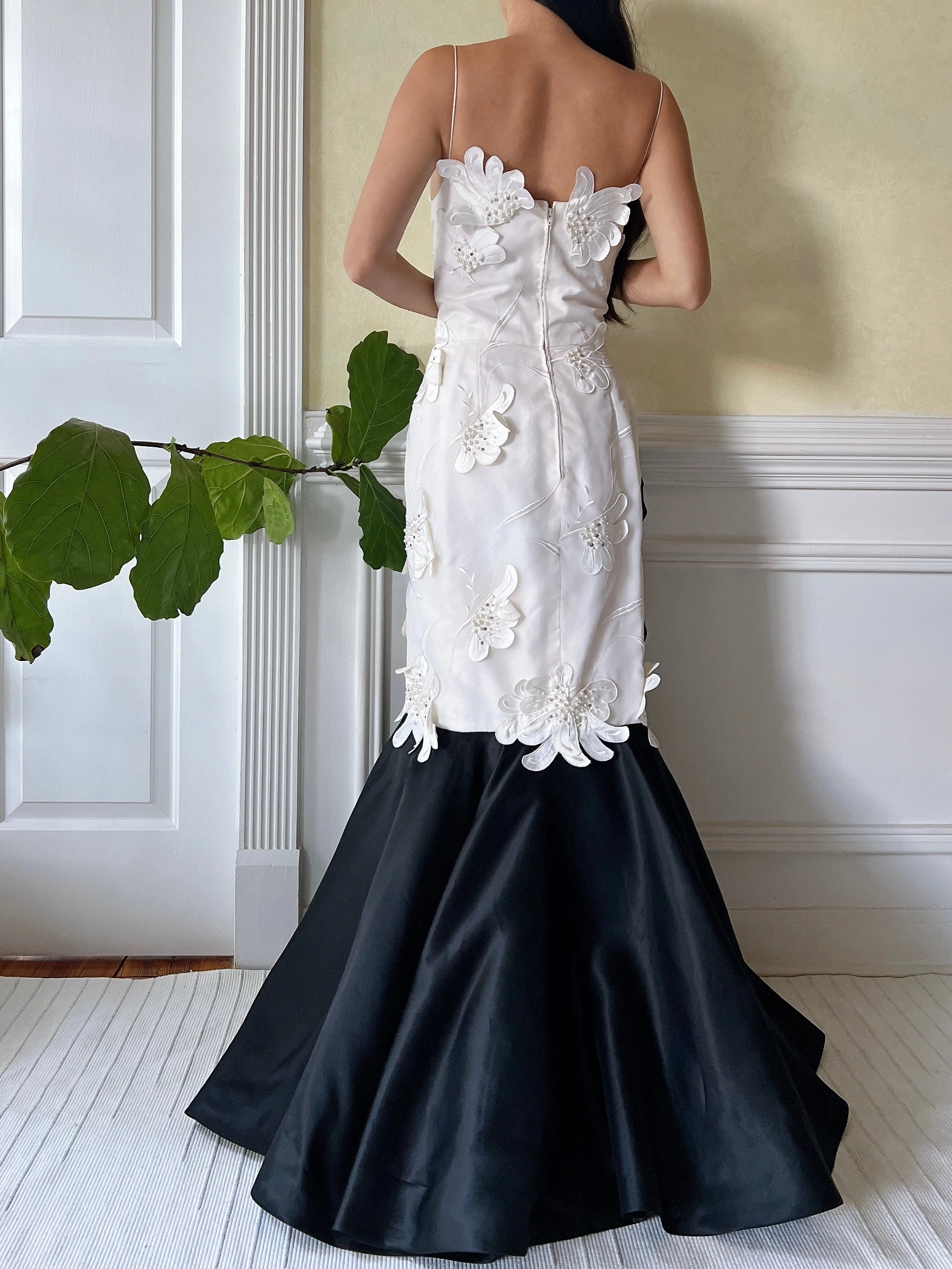 Vintage Silk Organza 3D Appliqué Gown - S
