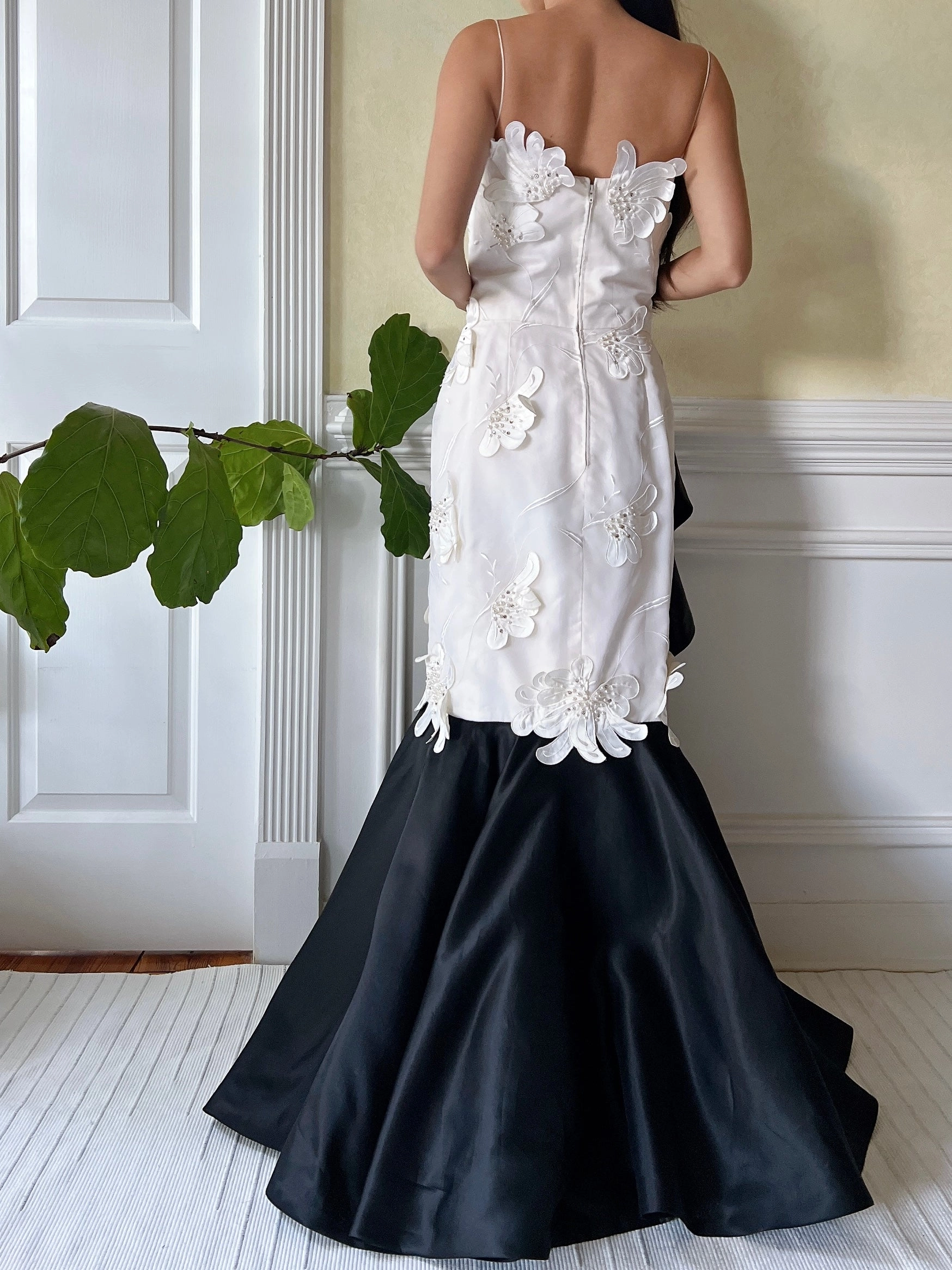Vintage Silk Organza 3D Appliqué Gown - S