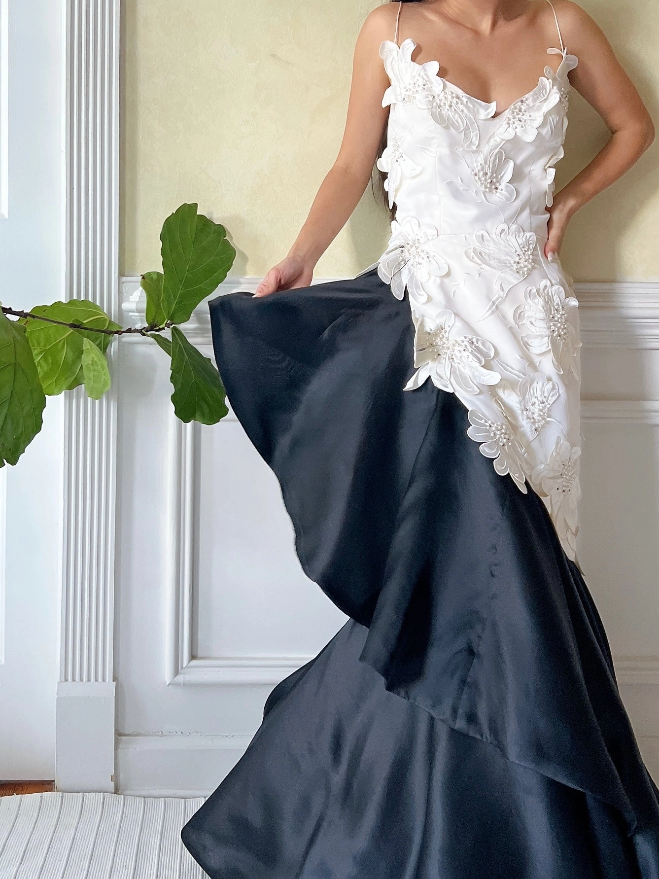 Vintage Silk Organza 3D Appliqué Gown - S