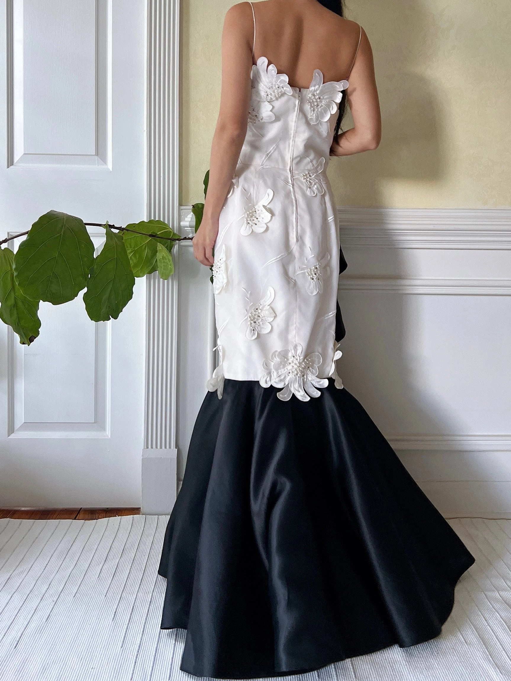 Vintage Silk Organza 3D Appliqué Gown - S
