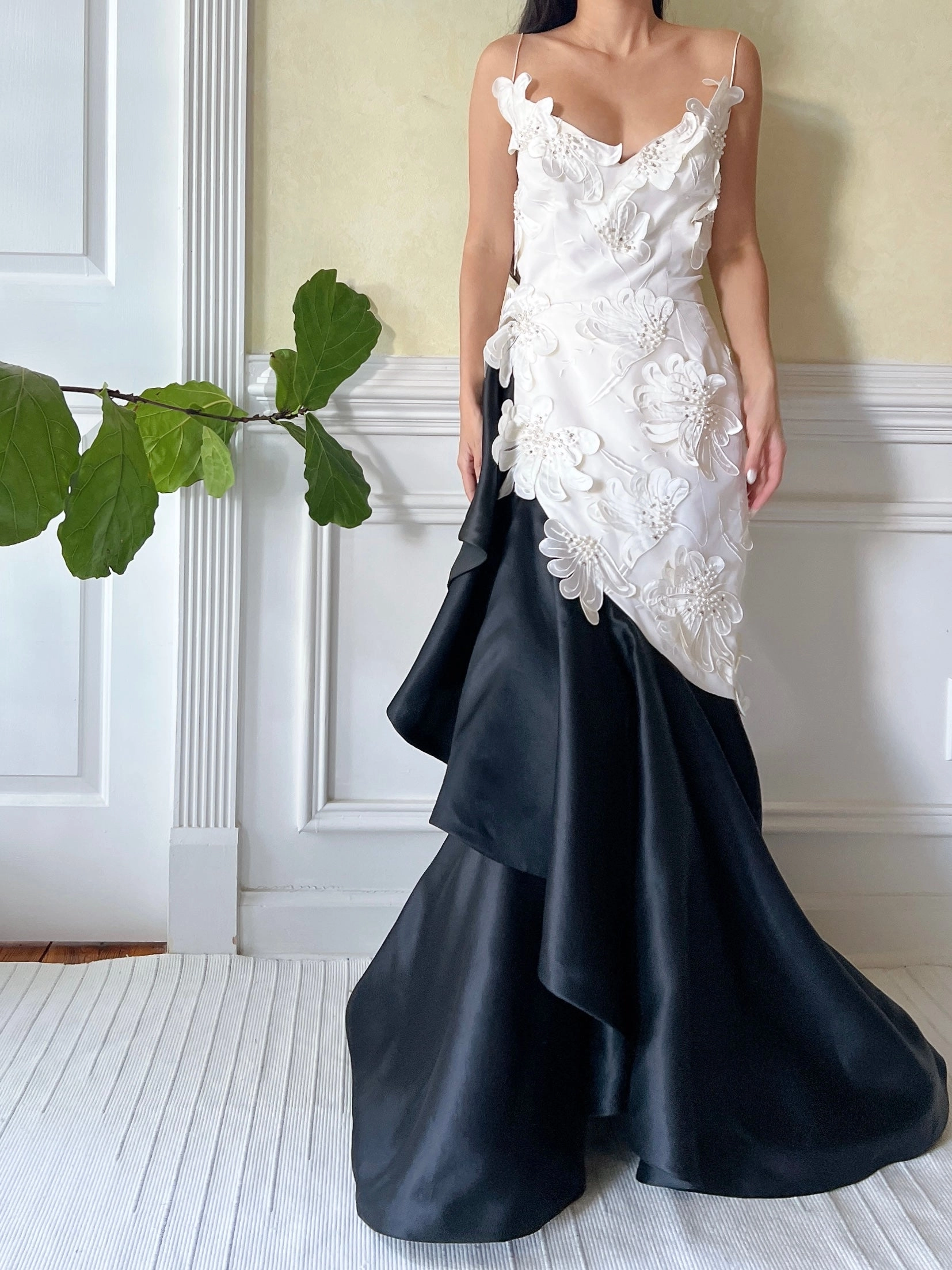 Vintage Silk Organza 3D Appliqué Gown - S