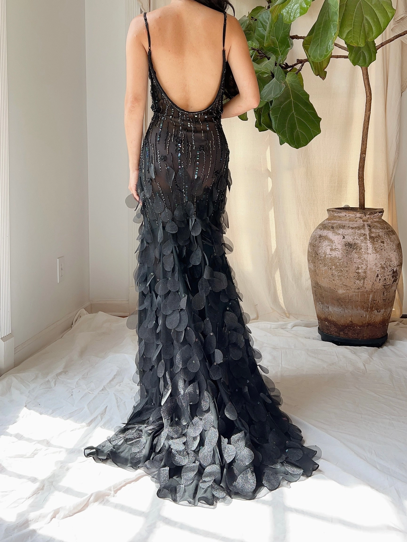 Vintage Silk Petal Dress - S/M