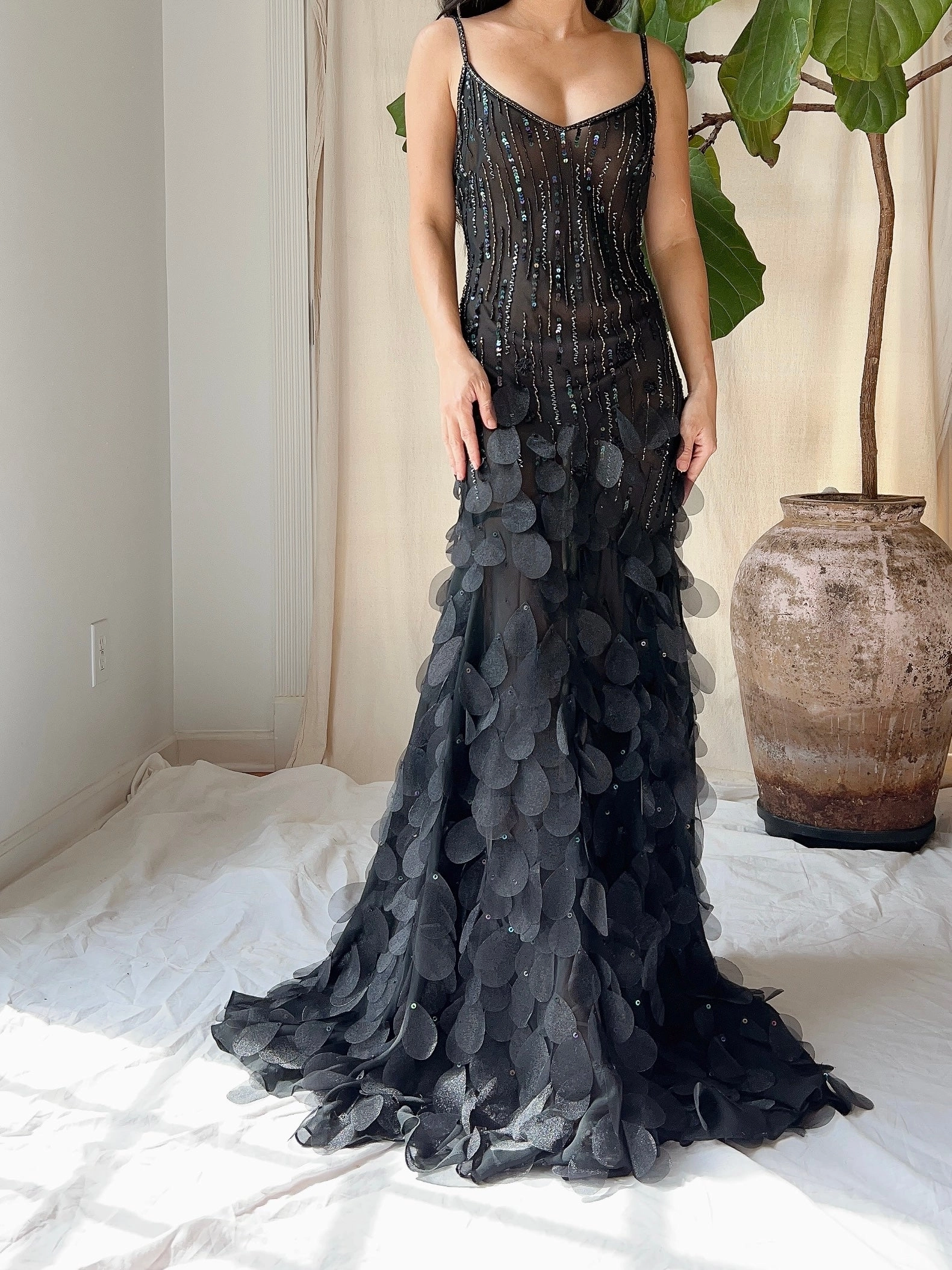 Vintage Silk Petal Dress - S/M