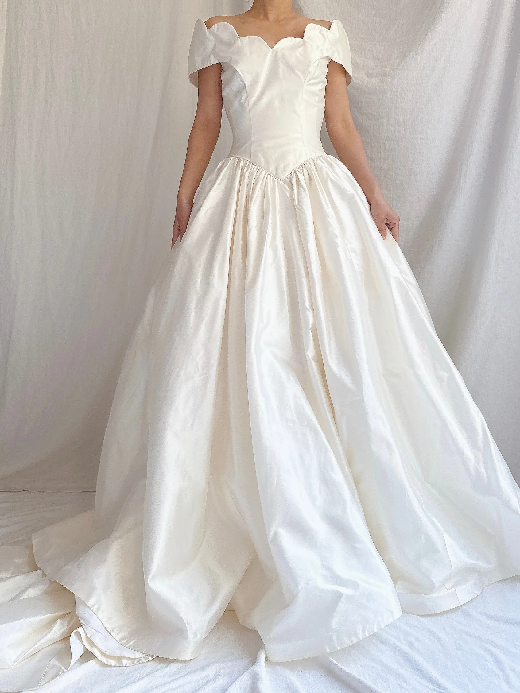 Vintage Silk Scalloped Gown - XS