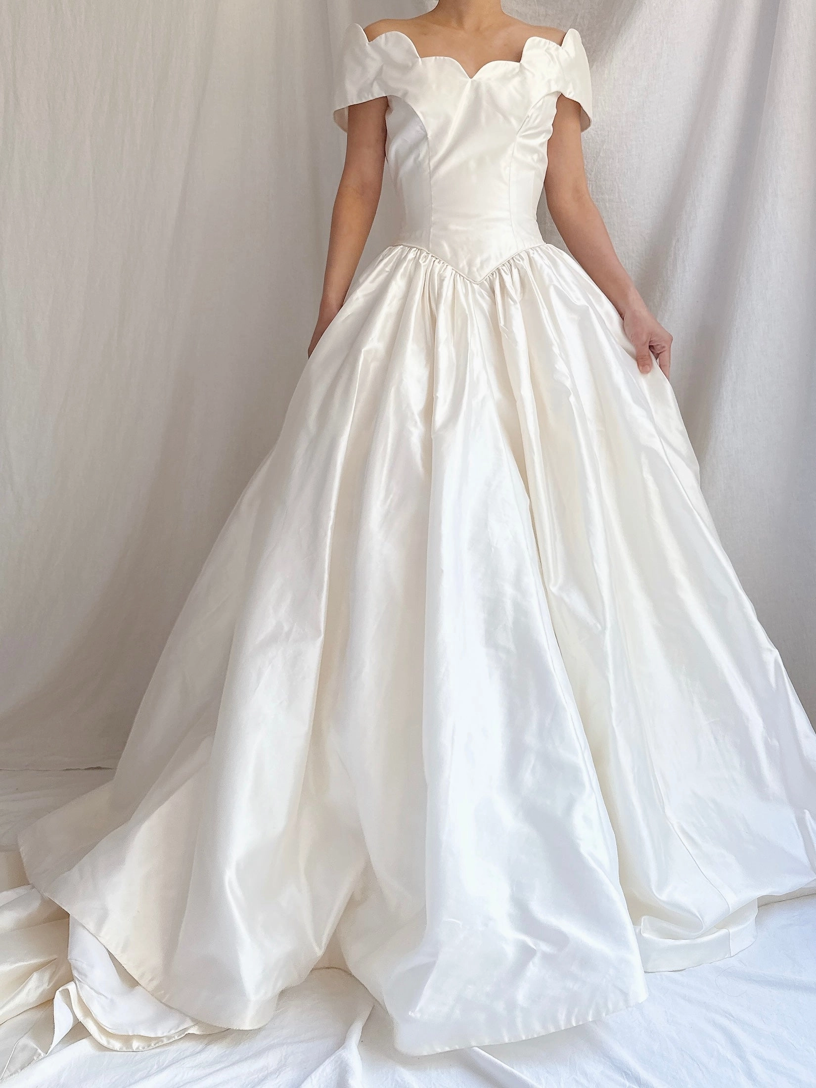 Vintage Silk Scalloped Gown - XS