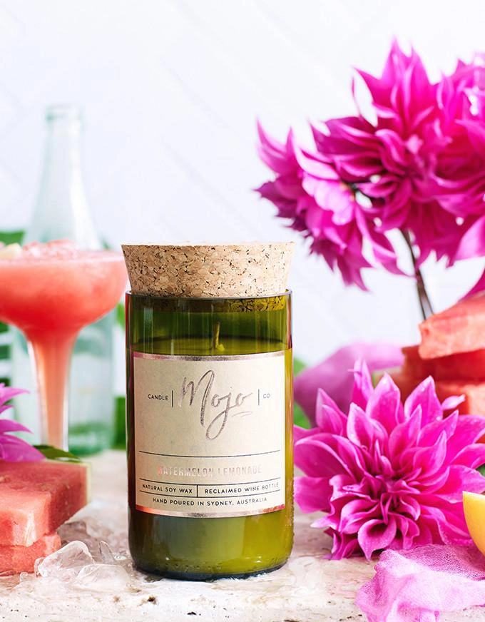 Wine Bottle Candle - Watermelon Lemonade