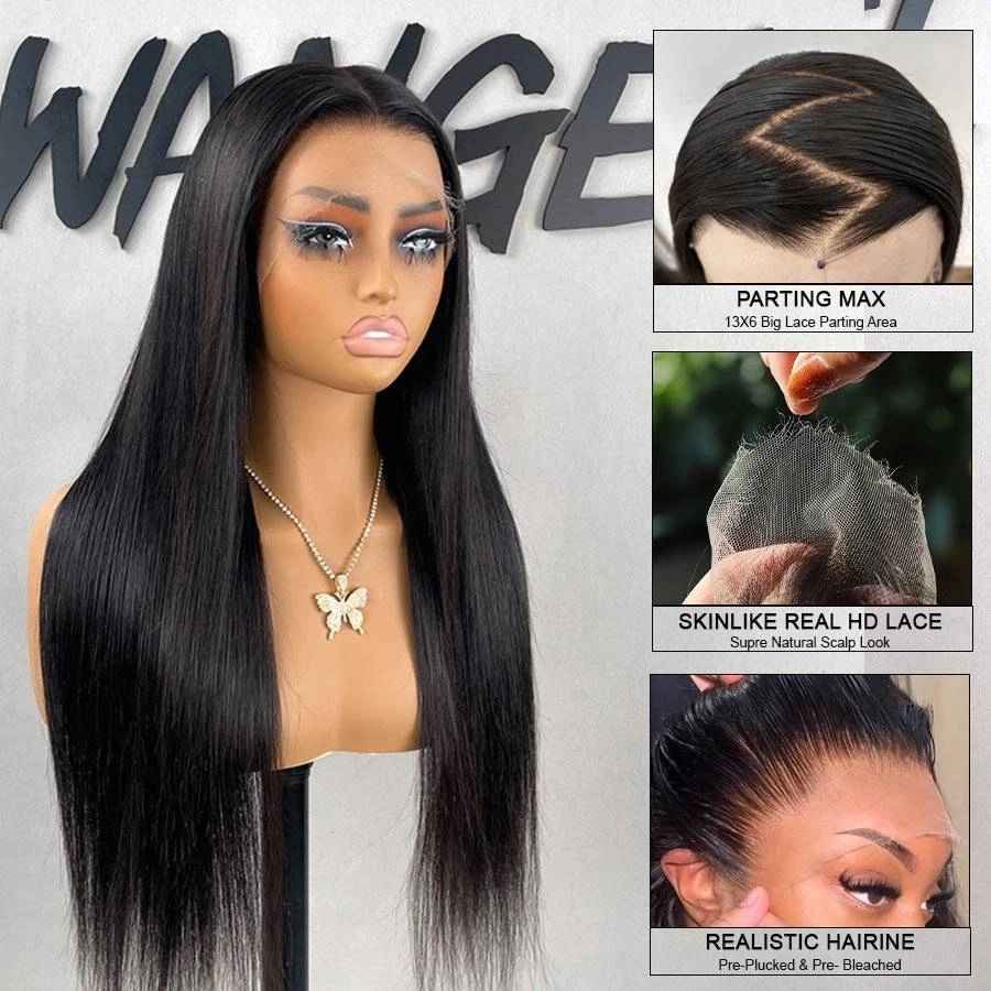 WOWANGEL 250% Density 13X6 HD Lace Front Wigs Straight HD Lace Closure Wig