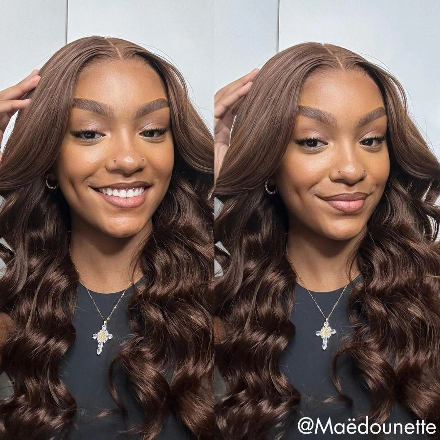 WOWANGEL #4 Dark Brown Color 13X6 HD Lace Front Wigs Body Wave