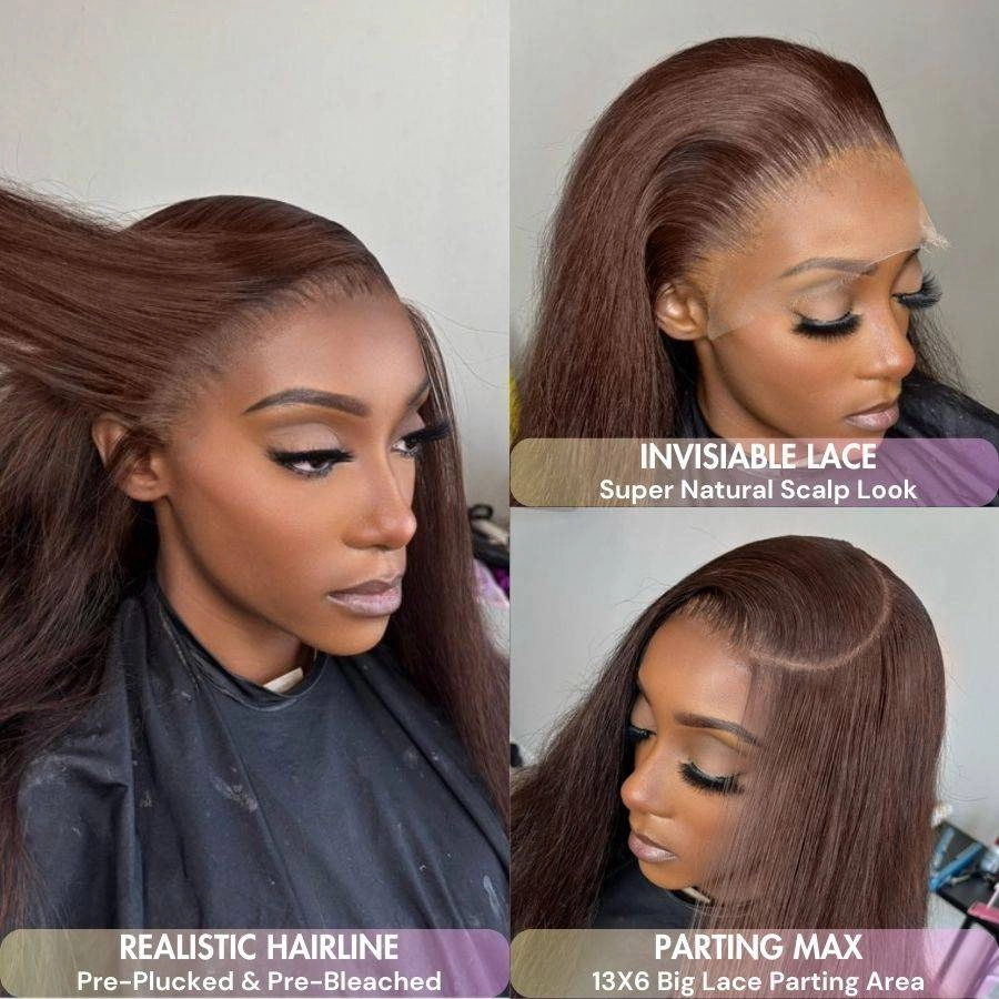 WOWANGEL #4 Dark Brown Color 13X6 HD Lace Front Wigs Body Wave