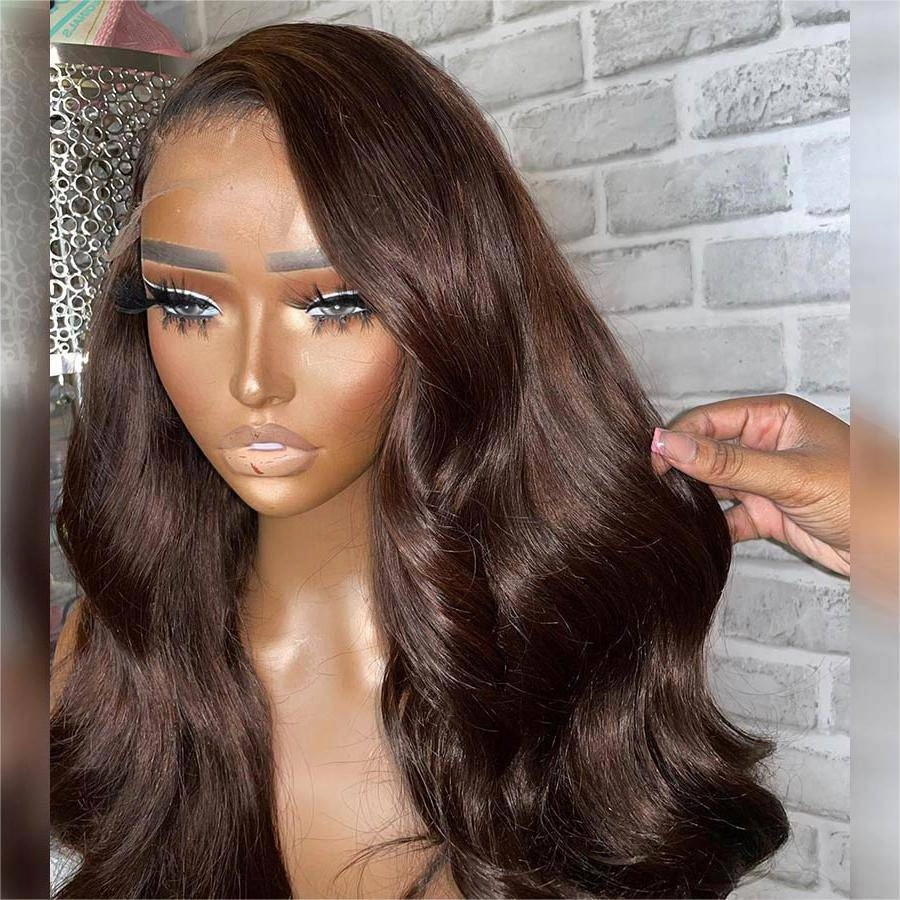 WOWANGEL #4 Dark Brown Color 13X6 HD Lace Front Wigs Body Wave