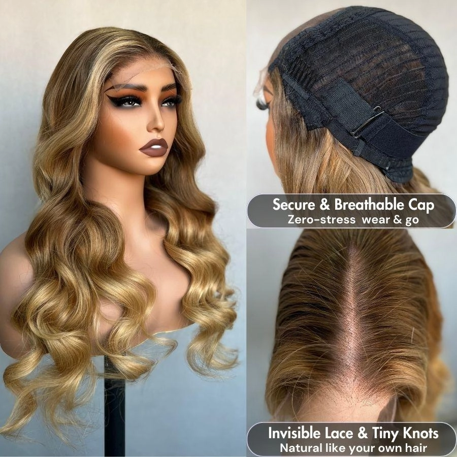 WOWANGEL Balayage 5X5 HD Lace Closure Wig Glueless Wig Premium Raw Hair