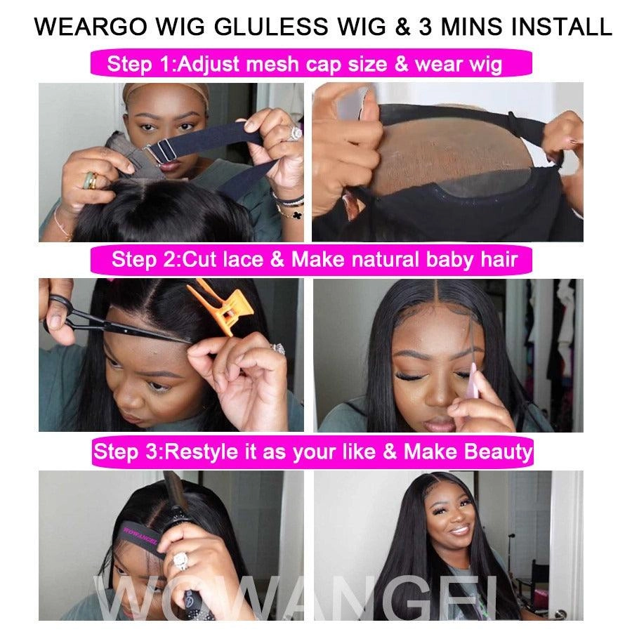 WOWANGEL Balayage 5X5 HD Lace Closure Wig Glueless Wig Premium Raw Hair