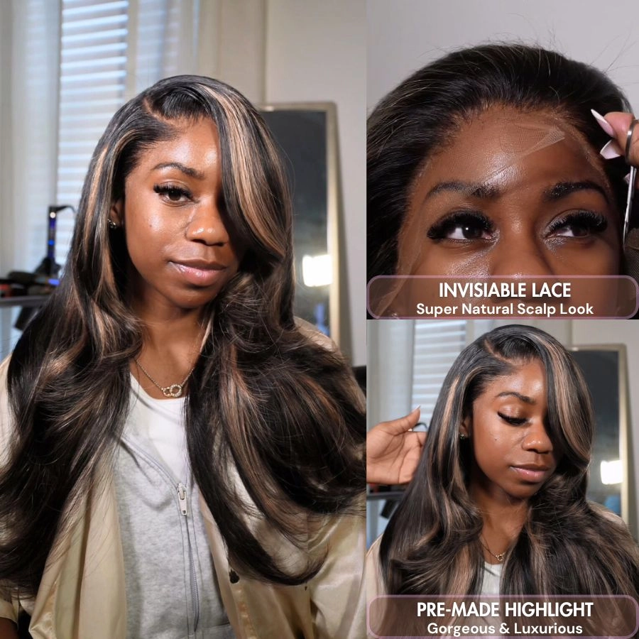 WOWANGEL Highlight Color 13x6 Skinlike Real HD Lace Front Wig Body Wave