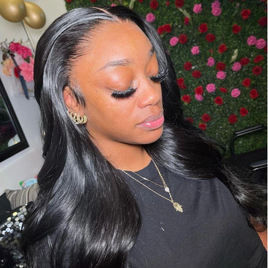WOWANGEL Jet Black 13X6 Skinlike Real HD Lace Front Wig Silk Straight