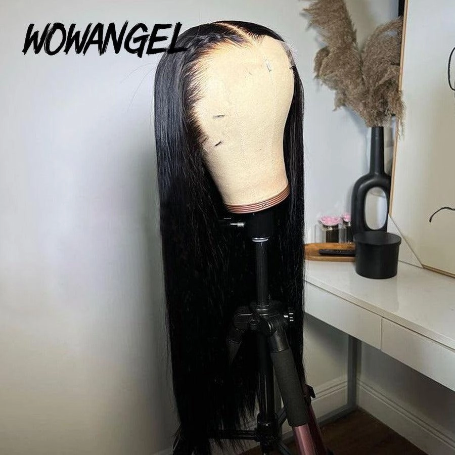 WOWANGEL Jet Black 13X6 Skinlike Real HD Lace Front Wig Silk Straight