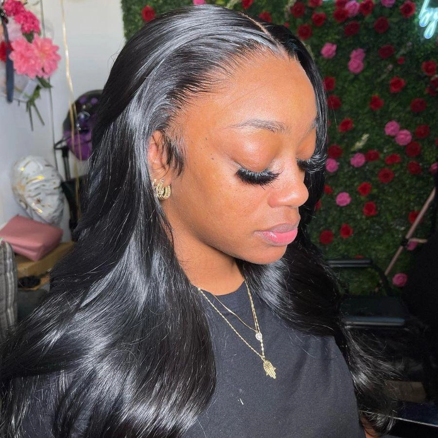 WOWANGEL Jet Black 13X6 Skinlike Real HD Lace Front Wig Silk Straight