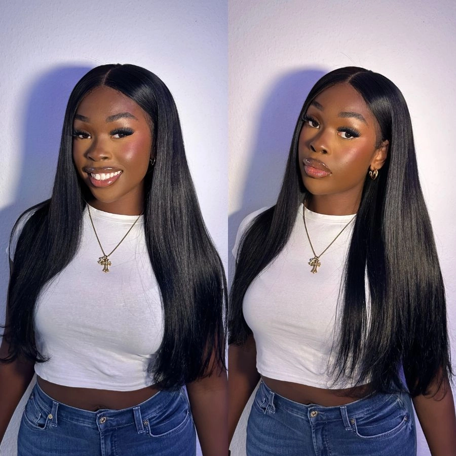 WOWANGEL Jet Black 13X6 Skinlike Real HD Lace Front Wig Silk Straight
