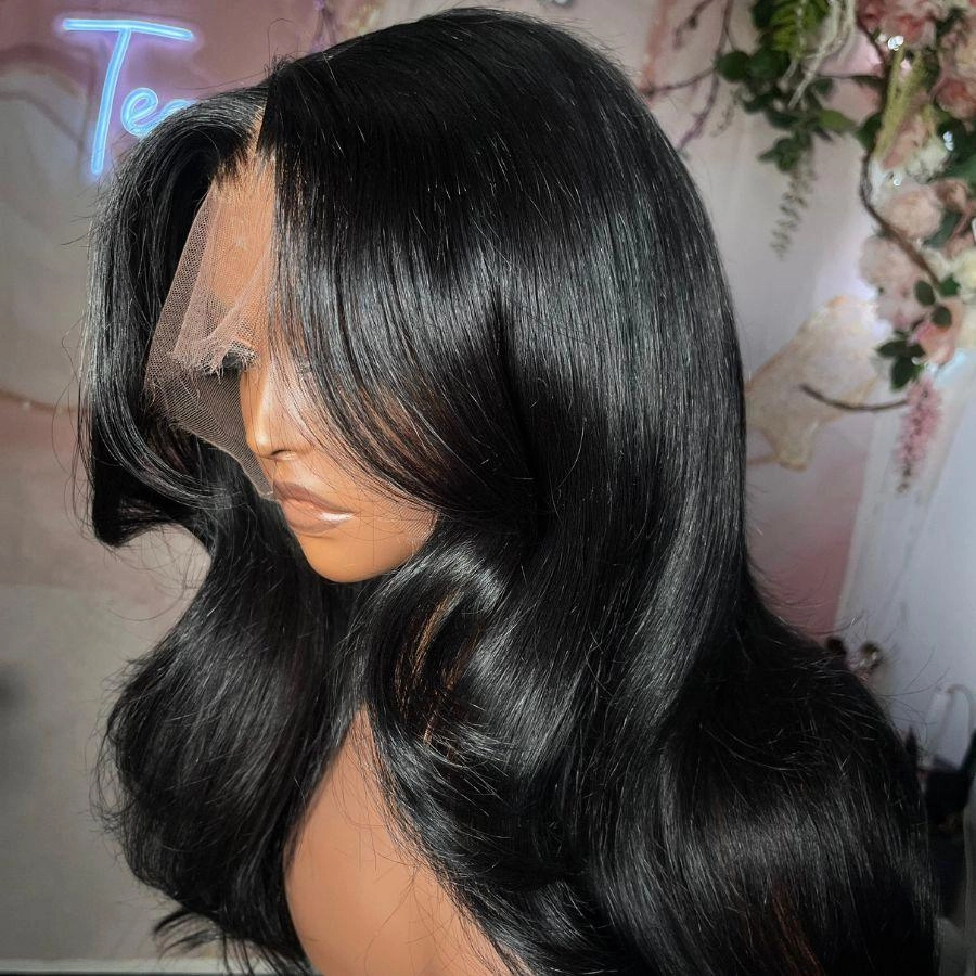 WOWANGEL Jet Black 13X6 Skinlike Real HD Lace Front Wigs Body Wave