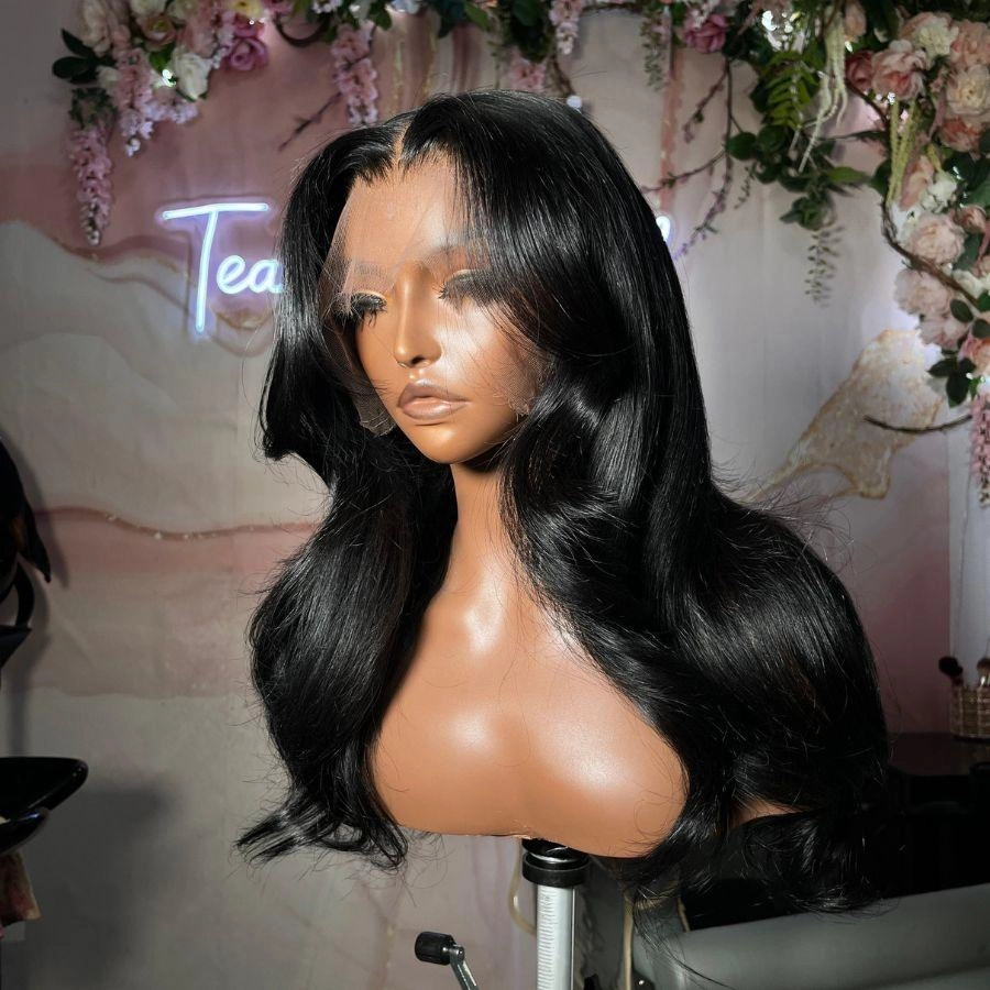 WOWANGEL Jet Black 13X6 Skinlike Real HD Lace Front Wigs Body Wave