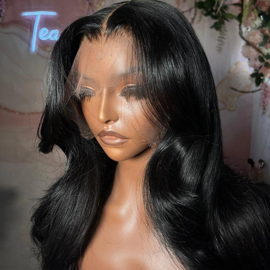 WOWANGEL Jet Black 13X6 Skinlike Real HD Lace Front Wigs Body Wave