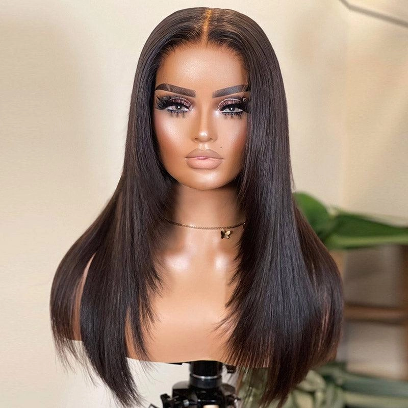 WOWANGEL Layered Cut Skinlike Real HD Lace Frontal Wig 13x4 Straight Glueless Wig