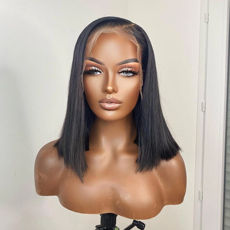 WOWANGEL Short Bob Wig 13x6 Straight Skinlike Real HD Lace Front Wig