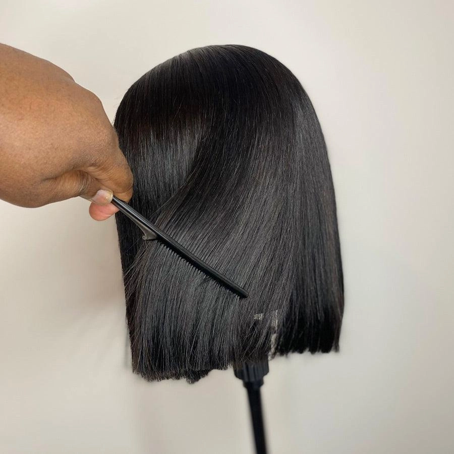 WOWANGEL Short Bob Wig 13x6 Straight Skinlike Real HD Lace Front Wig