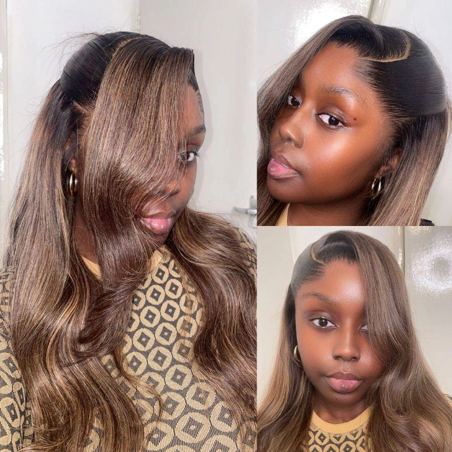 WOWANGEL Silky Straight Highlight 13x6 Skinlike Real HD Lace Front Wig