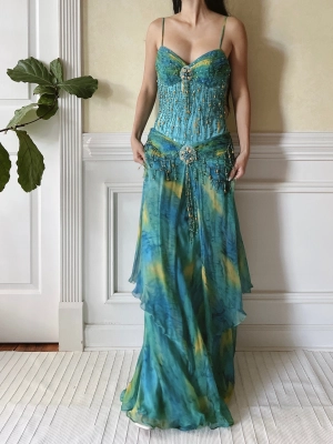 Y2K Beaded Silk Gown - S