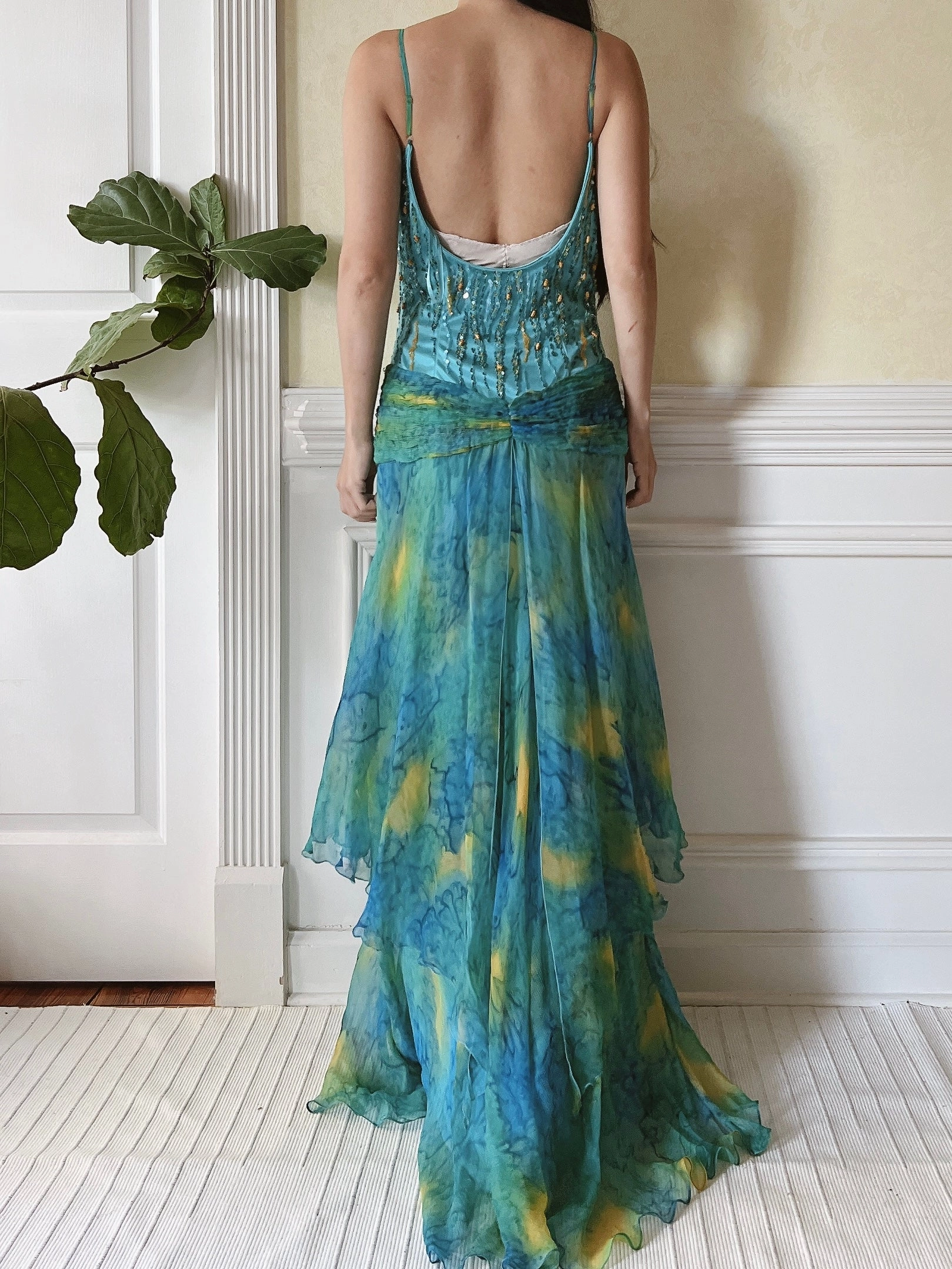 Y2K Beaded Silk Gown - S