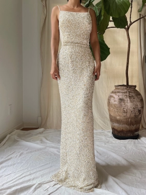 Y2K Ivory Sequins Gown - XS/0