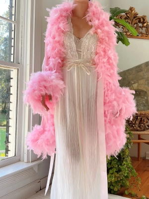 Y2K Mesh Feather Robe - OSFM